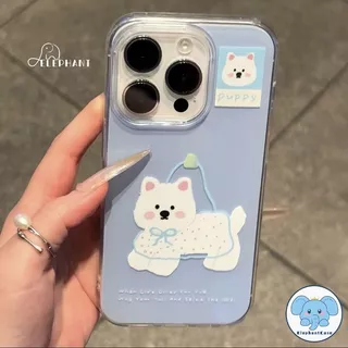 เคสไอโฟน 17 16 13 สำหรับ IPhone 17 13 15 16 11 14 12 Pro Max 15 16 14 Plus เคสIMD ลายสุนัขจุดโบว์สีพาสเทลน่ารักฮิต