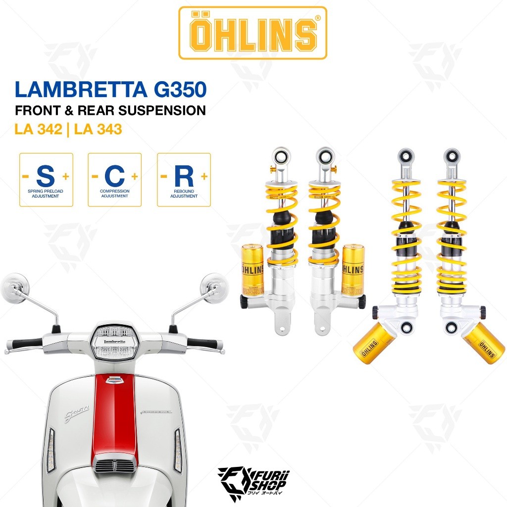 ชุดโช๊คหน้า/หลัง Ohlins For Lambretta G350 รหัส (Front) LA 342 /(Rear) LA 343