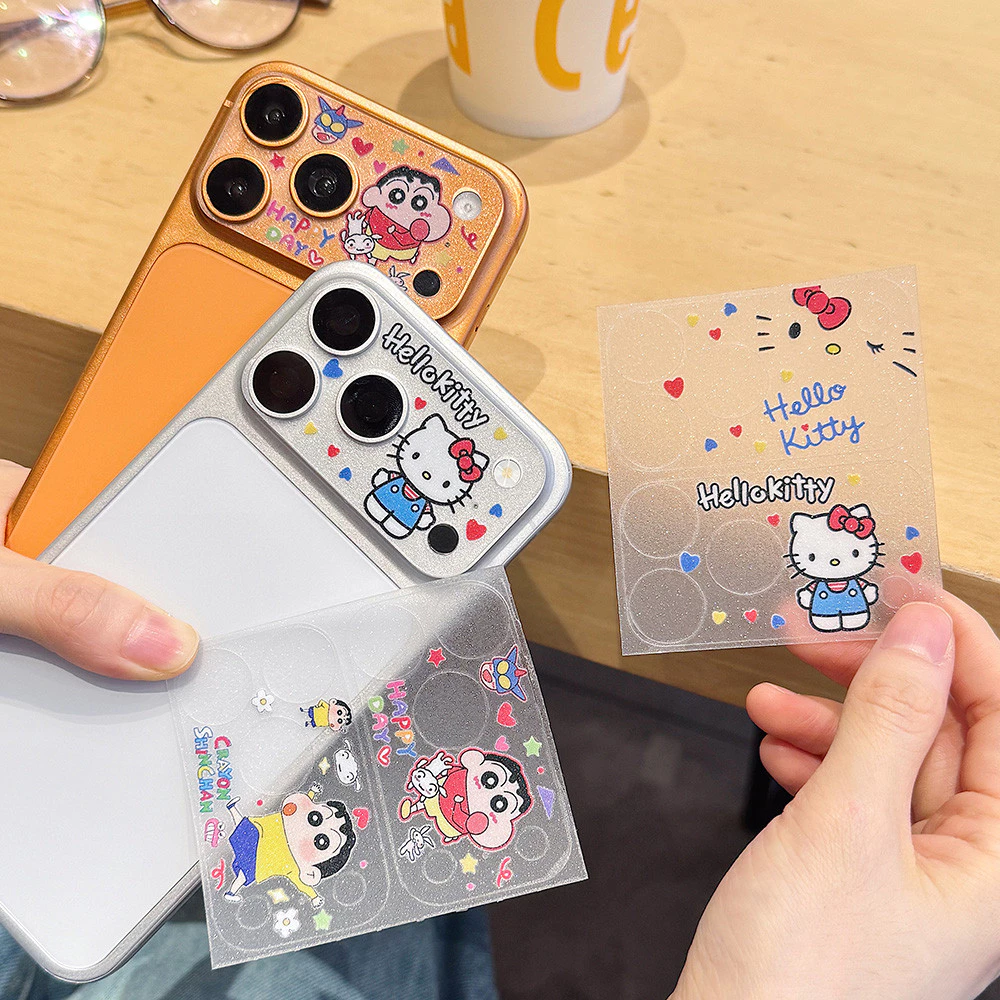 Ultra Thin Bear Star Man การ์ตูนแมว Hollow Out Glitter สติกเกอร์สําหรับ iPhone 17 Pro Max 17 Pro ฟิล์มนุ่มฐานเลนส์ชิ้น