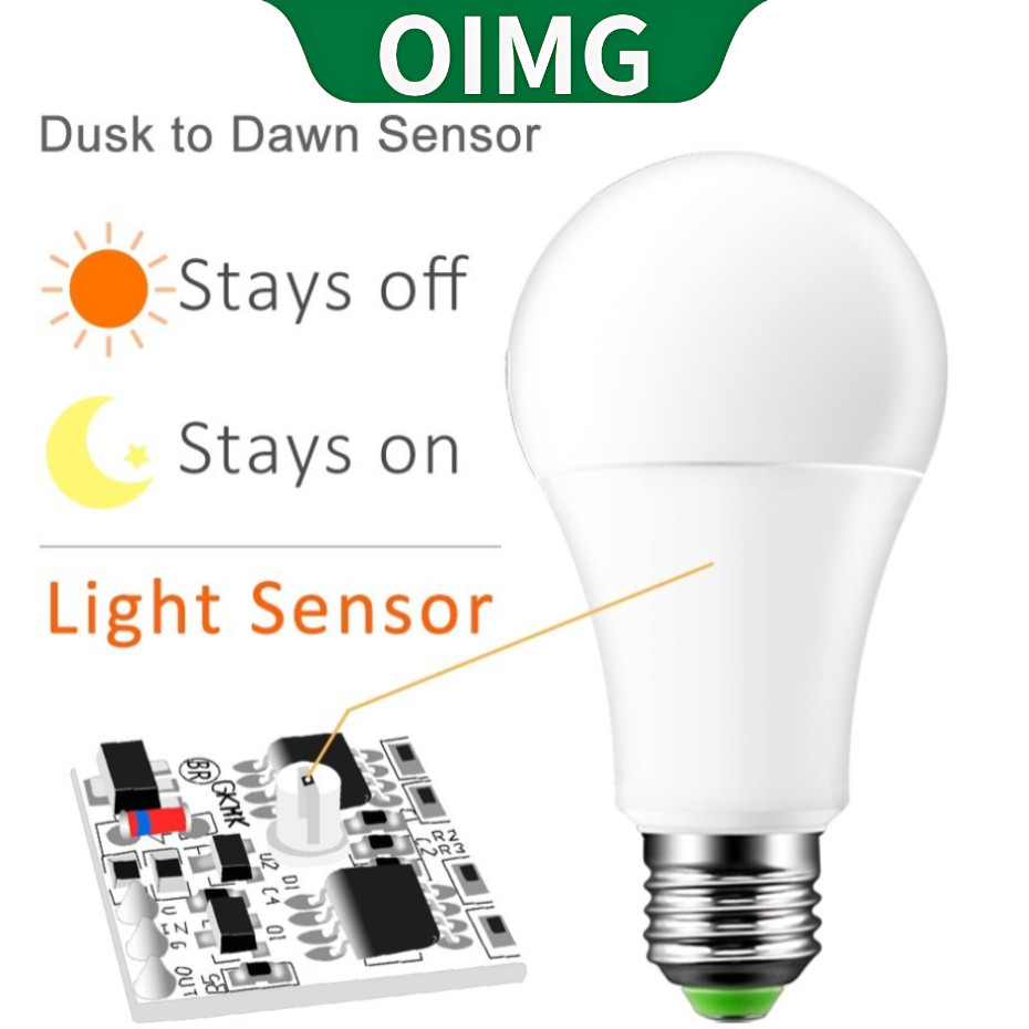 OYMG LED ประหยัดพลังงานหลอดไฟเซนเซอร์หลอดไฟ E27 5W 7W 9W 12W 15W AC220V แสงสีขาว 6000K แสงอบอุ่น 3000K ทั้งกลางวันและกลางคืนอัตโนมัติเปิด/ปิด