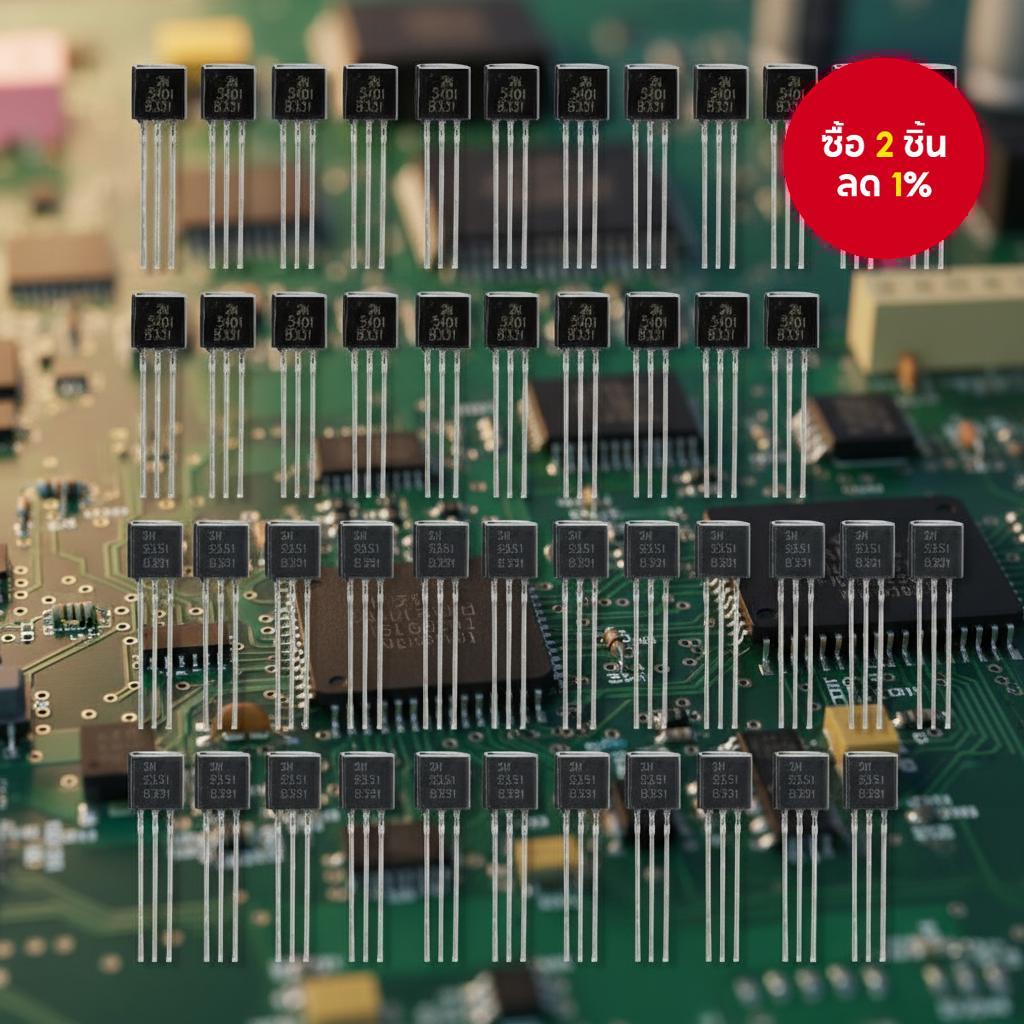 ชุดทรานซิสเตอร์ BJT แบบ 2N5551 และ 2N5401 ชนิด NPN จํานวน 50 ชิ้น สําหรับสวิตช์