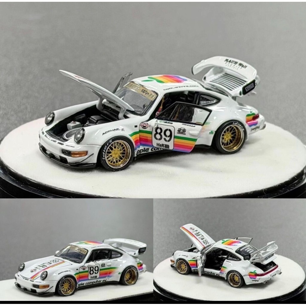คลังสินค้าพร้อม PGM 1/64 porsche porsche White Apple RWB 964 รุ่นรถยี่ห้อใหม่ยังไม่ได้เปิดไม่สามารถแ