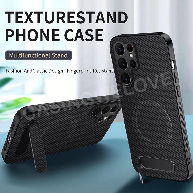 SAMSUNG เคสโทรศัพท์สําหรับSamsung Galaxy S26 Ultra S25 S24 Ultra Plus + S25 FE S24 S23 S22 S21 FE 5G 2026 คาร์บอนไฟเบอร์แม่เหล็กแม่เหล็กผู้ถือแม่เหล็กกันกระแทกป้องกันกลับปกแข็ง