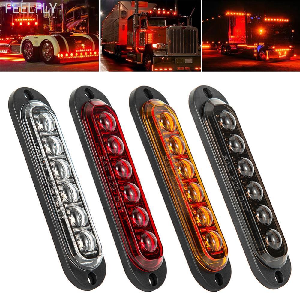 FEELFLY 6 LEDs รถบรรทุก Len Side Marker ไฟ 12-24V กันน้ํารถ Trailer Lorry รถบรรทุก Van Bus ไฟเตือนคว