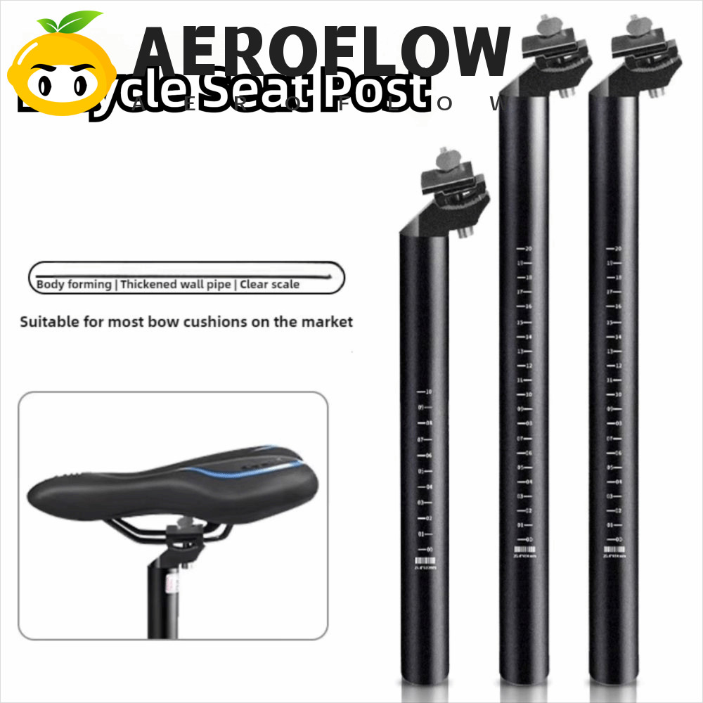 Aeroflow Seat Post อลูมิเนียม ขนาด 25.4/27.2/28.6/31.6 มม., MTB, ดีไซน์ Superlight ติดตั้งง่ายสำหรับจักรยานเสือหมอบ