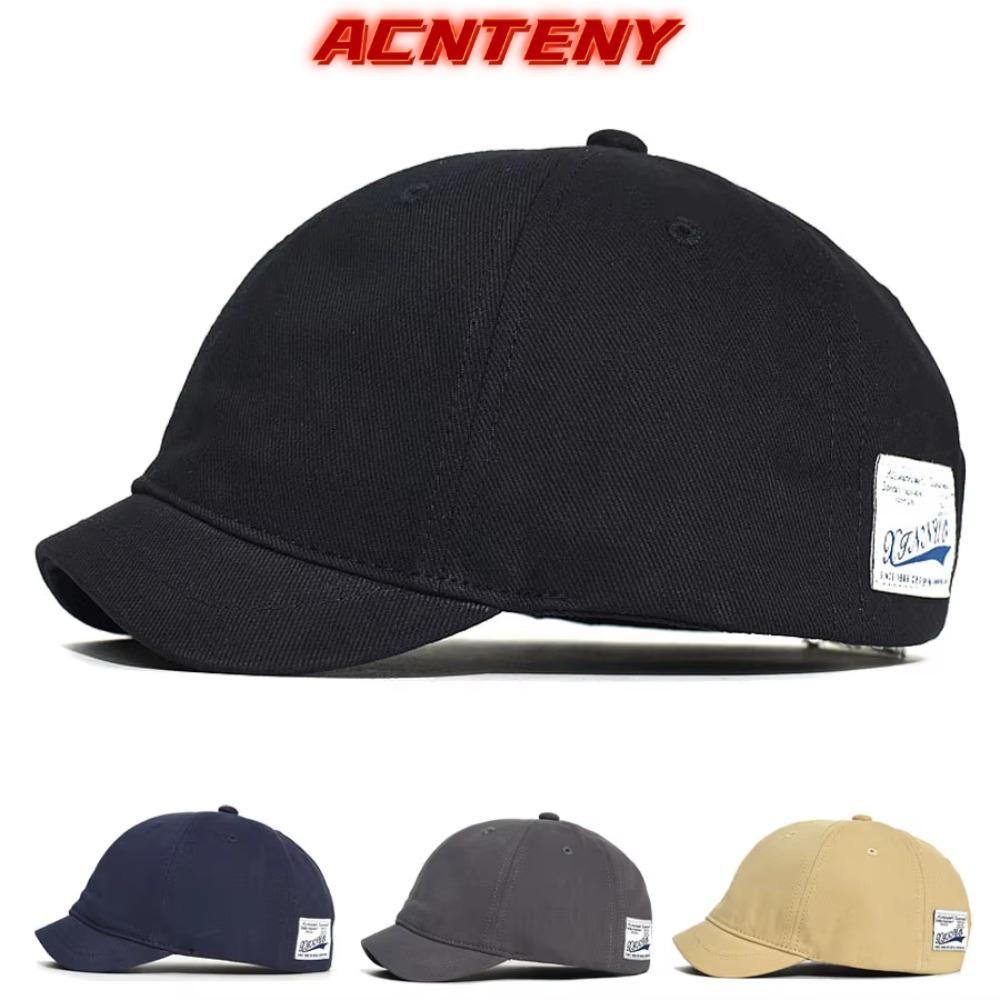 ACNTENY คอนเทนนี่ หมวกเบสบอล,ปรับผ้าฝ้ายพ่อหมวก,วินเทจยึดเทปสั้นปีกไนล่อนรายละเอียดต่ําหมวกผู้ชายผู้หญิง