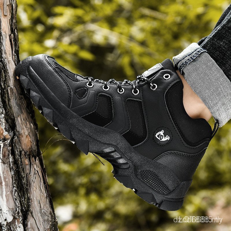 รองเท้าเดินป่าผู้ชาย High-top ทนทาน กันลื่น สำหรับภูเขาระดับกลางแจ้ง MM6Y 8WAQ