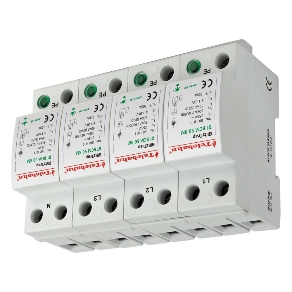 Liche TVSS Surge Protection T1 255V AC 50kA 100kA 4P 3 เฟส Surge Protector SPD สําหรับ TN-S