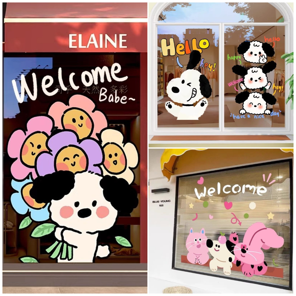 COD สติ๊กเกอร์สูญญากาศ ตกแต่งบ้าน ร้านอาหาร ร้านชานม สติ๊กเกอร์ประตูกระจกหน้าต่าง แบบไม่มีกาว