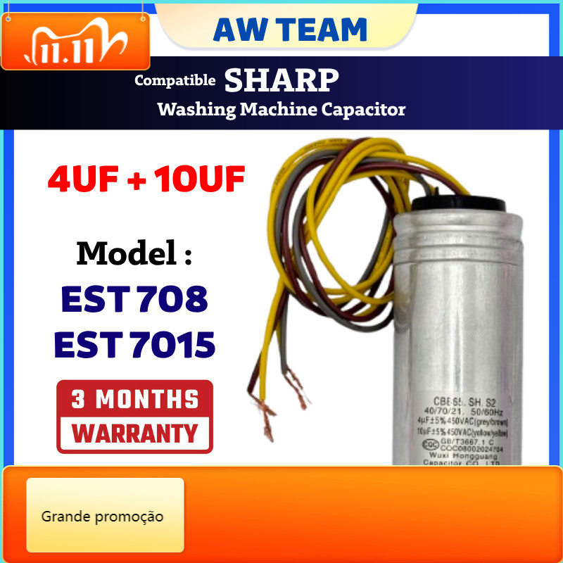EST708 / EST7015 รองรับ SHARP 4UF 10UF 2IN1 Spin Wash Capacitor เครื่องซักผ้า Kapasitor