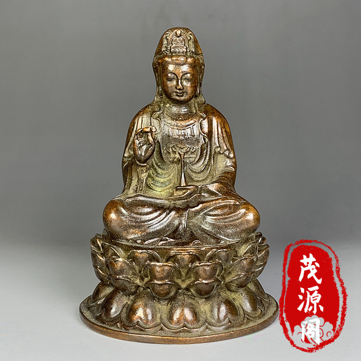 ทองแดงบริสุทธิ์บรรเทา Da Shi Zhi Manjushri Guanyin พระโพธิสัตว์ Bronze รูปปั้นพระพุทธรูปบูชาพระพุทธร