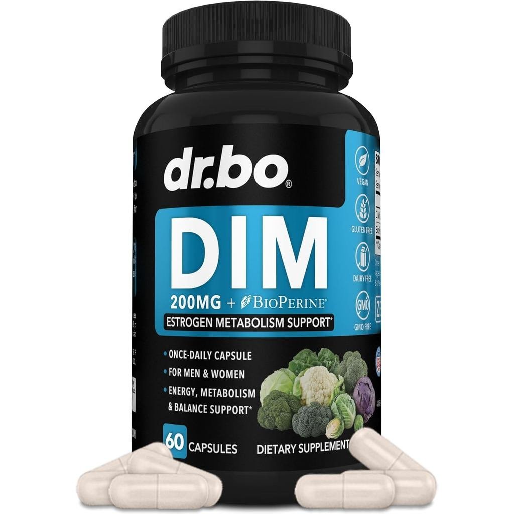 DIM Supplement 200mg สำหรับผู้ชายและผู้หญิง - ควบคุมฮอร์โมน ลดสิว กับ Diindolylmethane และBioPerine