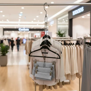 3PCS ตะขอโซ่เหล็ก แขวนเสื้อผ้า 50cm/107cm ตะขอแขวนของใช้ในบ้าน แขวนได้เยอะ