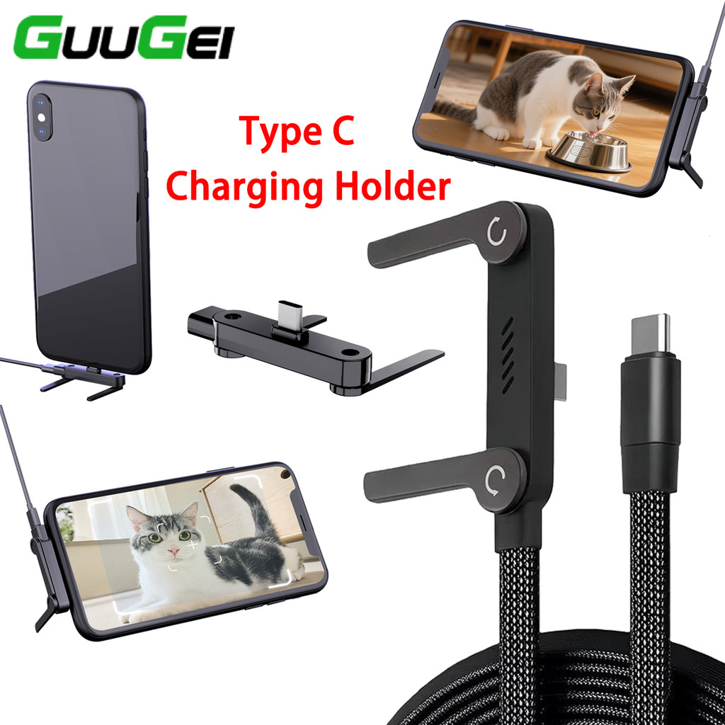 Guugei 240W Type C สายชาร์จพร้อมขาตั้งข้อศอกอะแดปเตอร์ชาร์จสําหรับเล่นเกมพร้อมที่วาง
