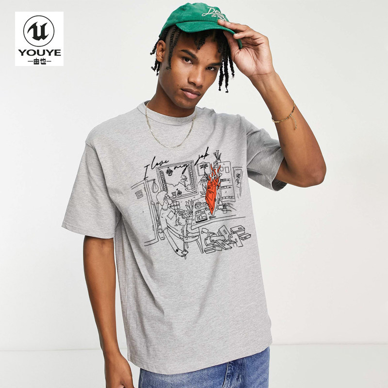 "I Love My Job Programmer" เสื้อยืดกราฟิกตลกผู้ชายสีเทาลําลองแขนสั้นคอกลม 3.17