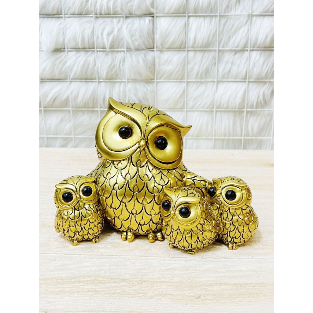 PM182 - Polyresin Golden Owls Decor