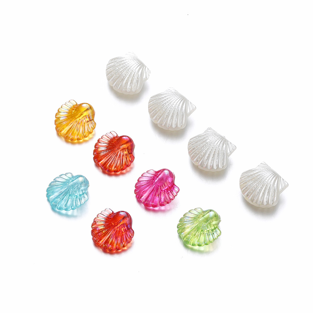 30ชิ้น ลูกปัดเปลือกหอยอะคริลิค สีพาสเทลเงางาม สำหรับร้อยสร้อยข้อมือ DIY เครื่องประดับ พวงกุญแจ สไตล์ทะเล