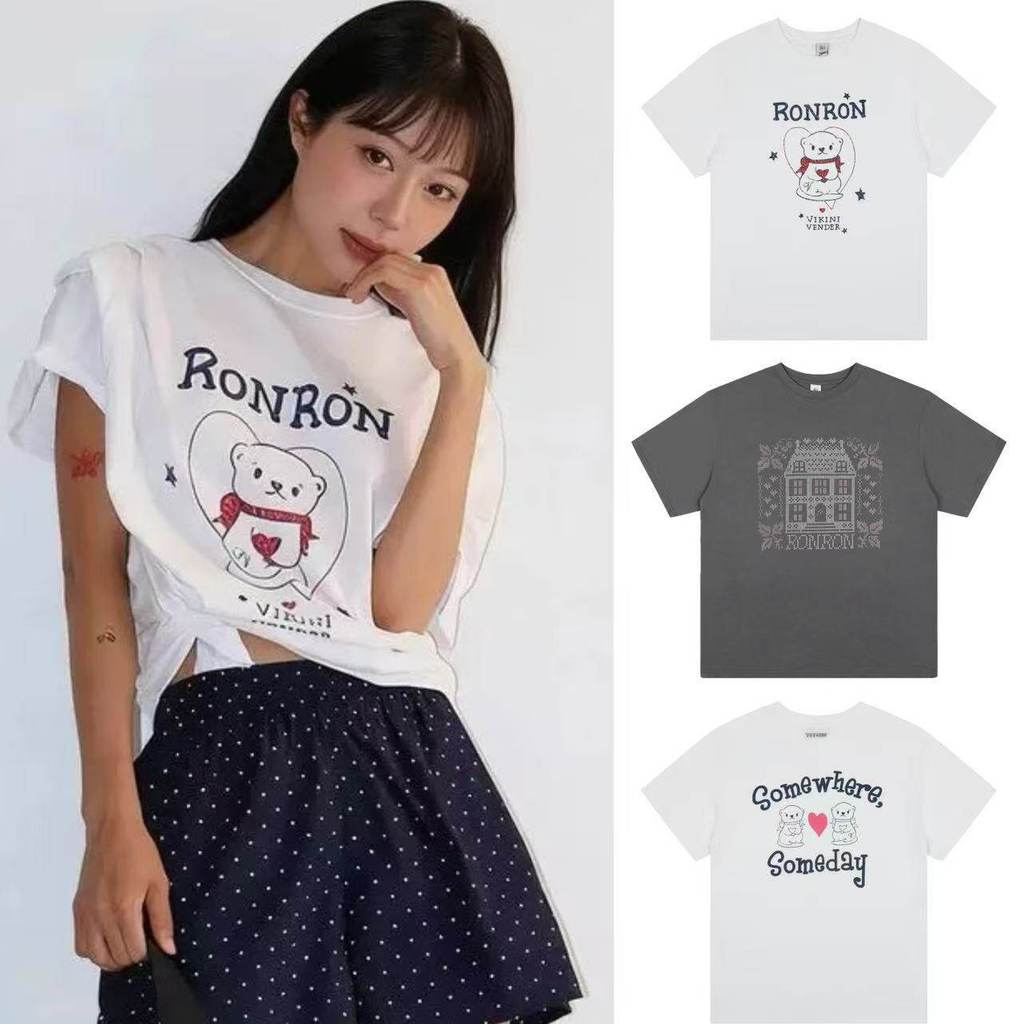เกาหลี RON*RON 100% Cotton Oversize Women Tee
