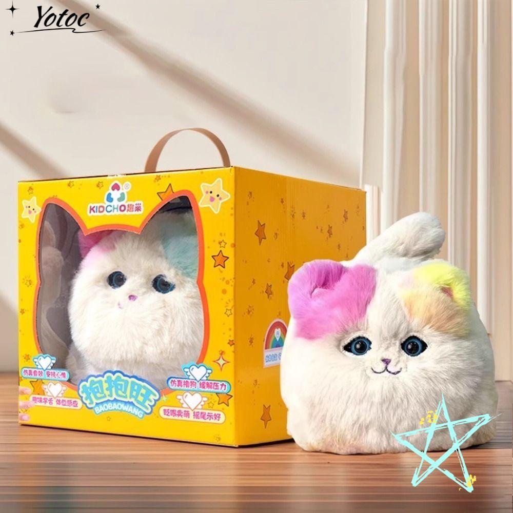 YOTOC Interactive Huggy Cat,ตุ๊กตาไฟฟ้าที่สมจริง,ตุ๊กตาแบบโต้ตอบจําลองการออกแบบฟังก์ชั่นแบบโต้ตอบพูด