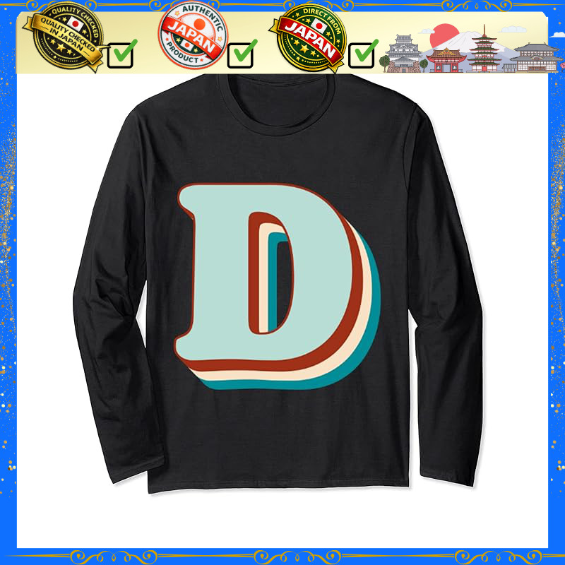 Retro Initial D Alphabet Monogram Vintage Letter Long Sleeve T-Shirt