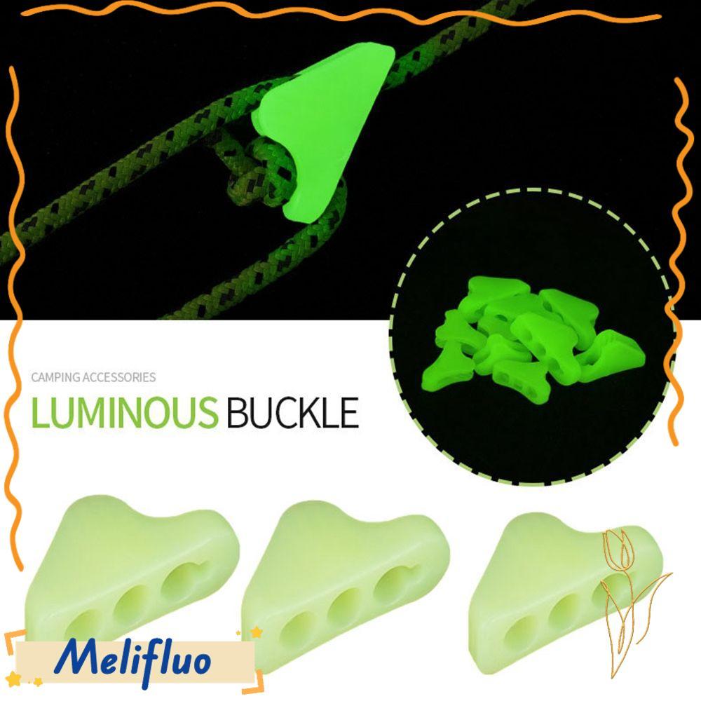 MELIFLUO 10 ชิ้นเรืองแสงเชือก Stopper พลาสติก Anti-slip เครื่องมือกันสาด Wigwam Adjuster กระชับตะขอ