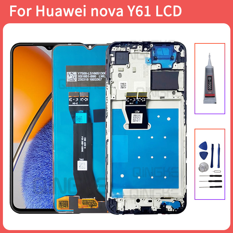 สําหรับ Huawei nova Y61 LCD EVE-LX3/LX9 จอแสดงผลกรอบ Touch Panel Digitizer สําหรับ Huawei nova Y61 E