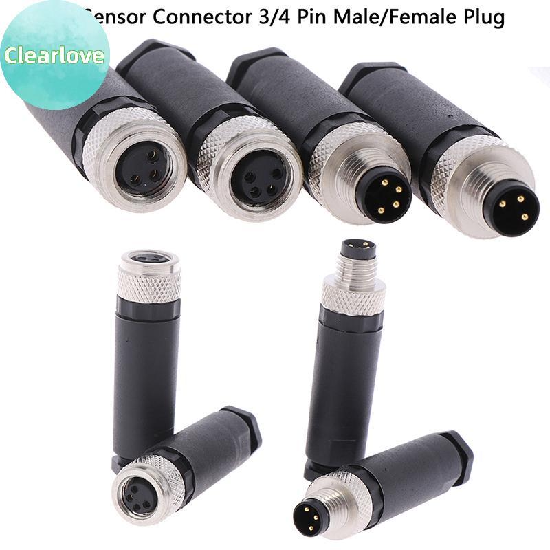 Clearlove 1Pc M8 Sensor Connector 3/4 Pin ปลั๊กมุมตรงชาย/หญิง TH