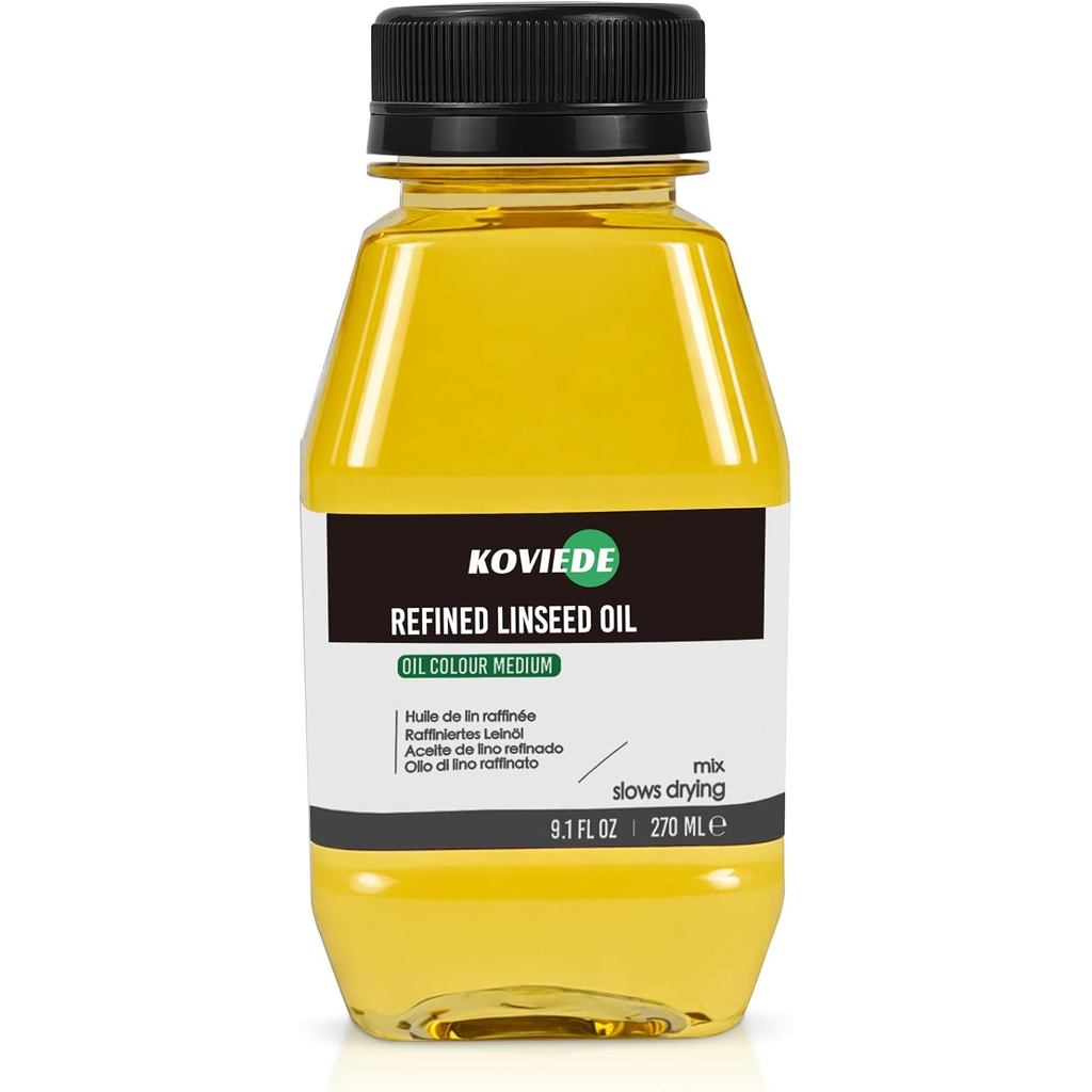 KOVIEDE 9.13 fl oz (270mL) Linseed Oil for Painting, Premium Refined Artist Medium for Thinning Oil,