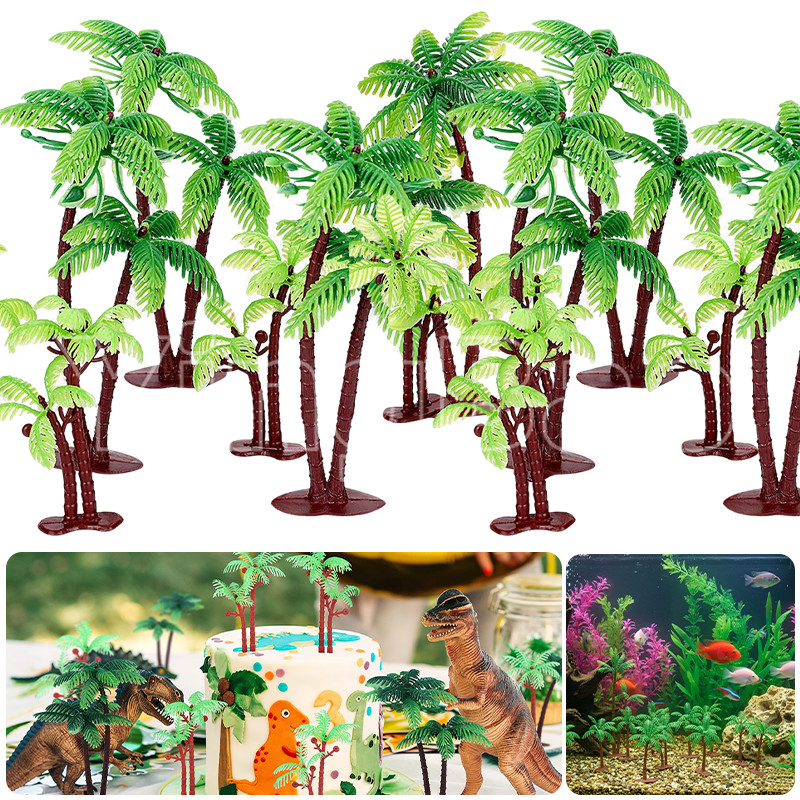10-50 ชิ้นปลอมต้นปาล์มเค้ก Topper, Miniature Coconut Trees รุ่นประดิษฐ์ Tropical Rainforest Greenery พืชตกแต่งสําหรับ Micro Aquarium อาคารภูมิทัศน์ Sandbox