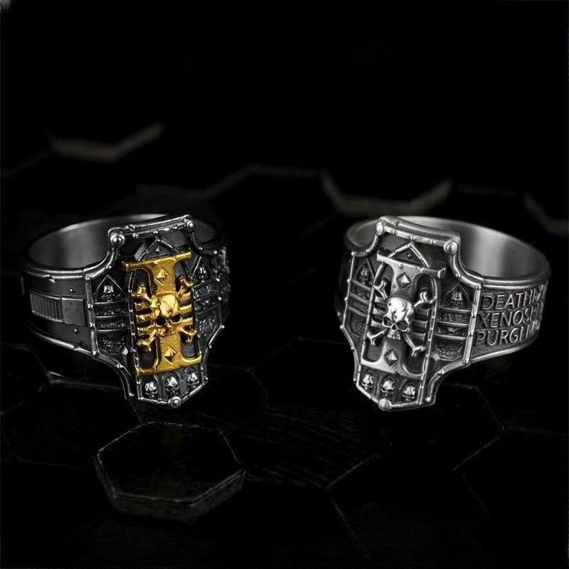 Starsake Star-Cast Warhammer 40K Death Guard Ring สไตล์พังก์ที่โดดเด่น