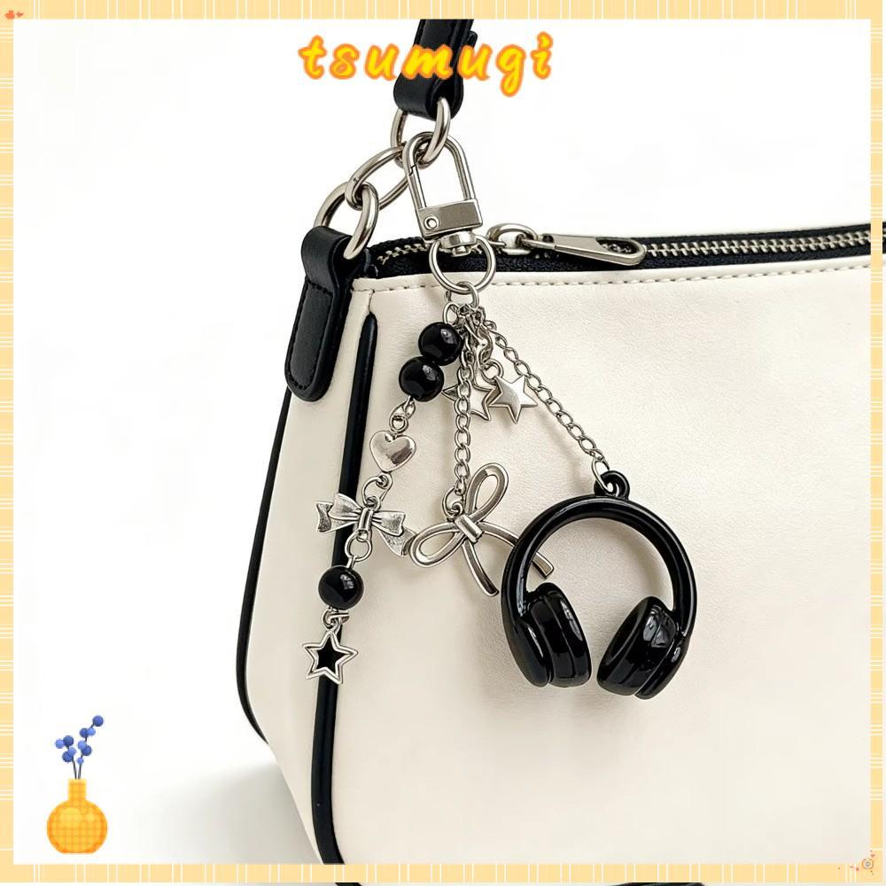 TSUMUGI เสน่ห์หูฟัง, ตกแต่งกระเป๋าแขวนเพลงหูฟังกระเป๋า Charms, พวงกุญแจ Y2K