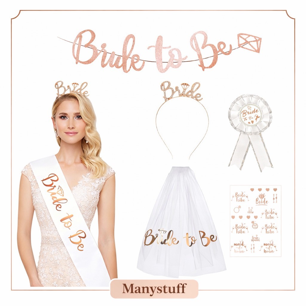 (สินค้าพร้อมส่งจากไทย) เซทปาร์ตี๋เจ้าสาว bride to be (L18)