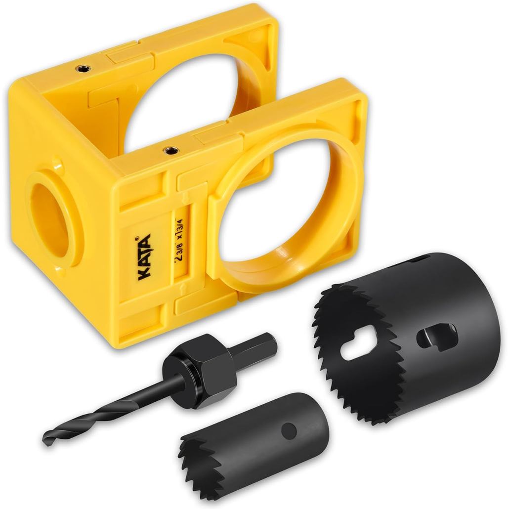 KATA 1-3/8" - 1-3/4" ชุดติดตั้งล็อคประตูไม้พร้อมแม่แบบคู่มือ, ชุดเลื่อยรูสําหรับการติดตั้งชุดล็อคง่า