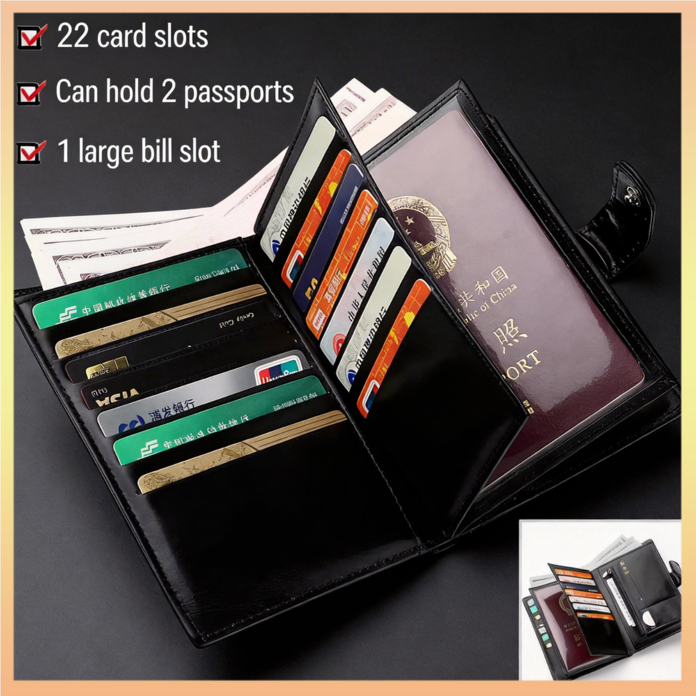 Luxury Ticket Cover Case กันน้ําผู้ถือหนังสือเดินทางแบบพกพา Multi-Function Travel Passport Wallet สํ
