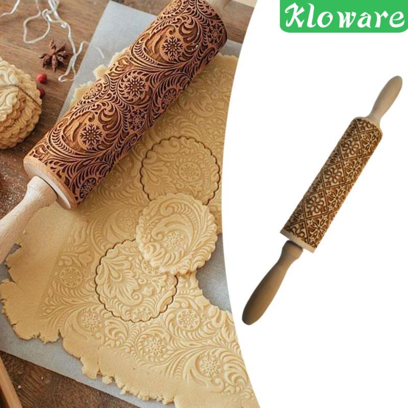 [Kloware] ไม้นูน Rolling Pin คุกกี้แสตมป์ตกแต่ง DIY เครื่องมือแกะสลักลึกลายนูน Rolling Pin สําหรับเบ
