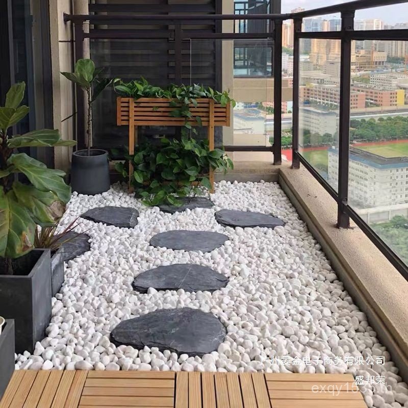 Jingyard 50 กก.สีขาวโรงงานขายตรง Paving Garden Stone White Pebble White Landscape Paving Stone H23W