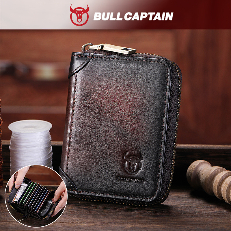 [BULLCAPTAIN] Captain Niu First Layer Cowhide Card Holder Unisex Multi-Function Card Holder RFID Ban