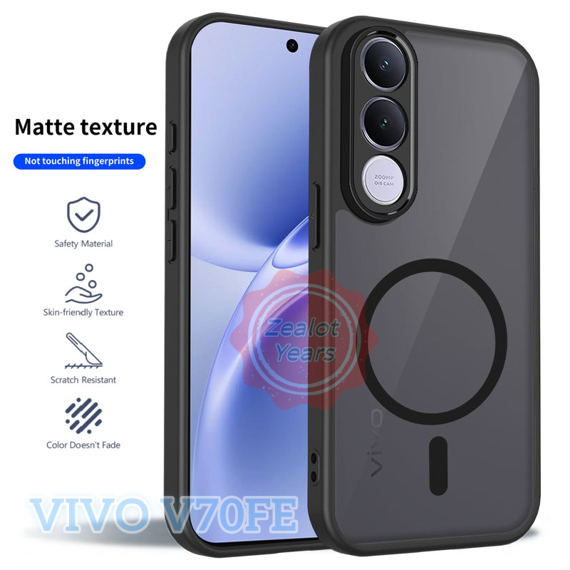 เคสแม่เหล็กหรูหรา Vivo V70 FE 5G V70FE ฝาครอบฮาร์ดพีซีกันกระแทกเคสโทรศัพท์เคลือบ