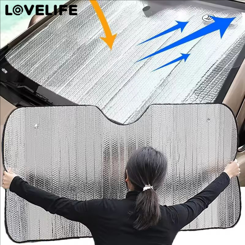 [AUTO&3C]1/2/4PCS - ม่านบังแดดรถยนต์ฟิล์มอลูมิเนียม PE พร้อมทนต่ออุณหภูมิสูง, โล่ป้องกันแสงแดด, การออกแบบแบบพับได้ติดตั้งง่ายสําหรับกระจกรถยนต์