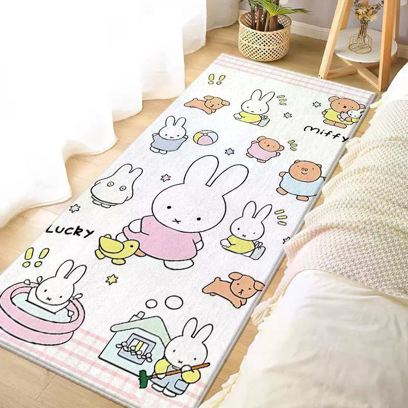 Miffy พรมปูพื้นพรมKawaii พรมกันลื่นสําหรับห้องนอนห้องนั่งเล่นและข้างเตียง | พิ้งกี้ฮาเวน