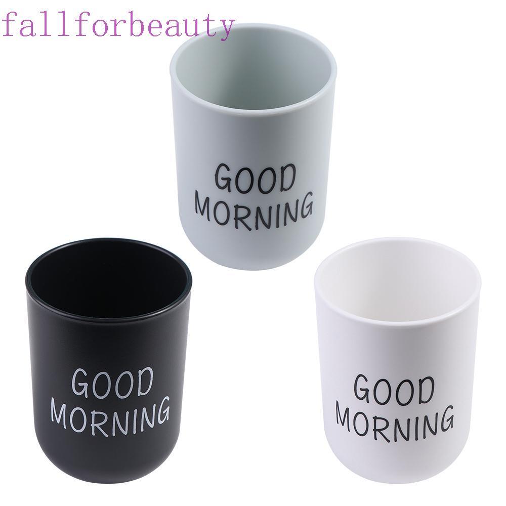 FALLFORBEAUTY Good Morning ถ้วยสําหรับเครื่องดื่มท่องเที่ยวทนความร้อนผู้ถือแปรงสีฟันจัดเก็บถ้วยดื่ม 