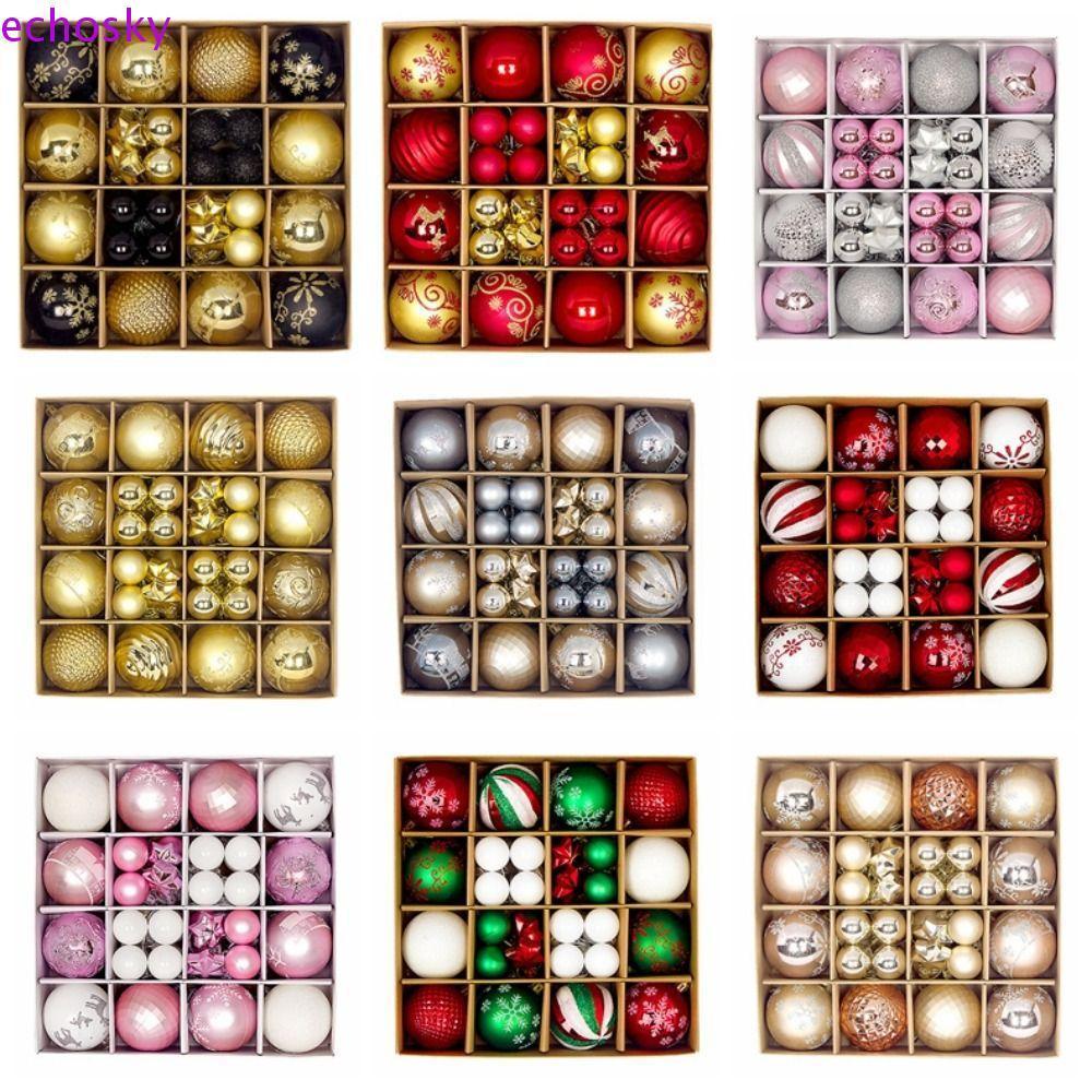 เสียงสะท้อน 44ชิ้นลูกคริสต์มาส,พลาสติกป่นปี้ทนคริสต์มาสจี้บอล,ของขวัญเด็ก3-6เซนติเมตรที่มีห่วงแขวนนํามาใช้ใหม่ต้นคริสต์มาสตกแต่งปีใหม่