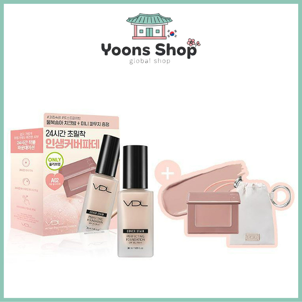 [VDL] Cover Stain Perfecting Foundation 30ml (+Toast Peach Balm + กระเป๋าพวงกุญแจ)_จากเกาหลี