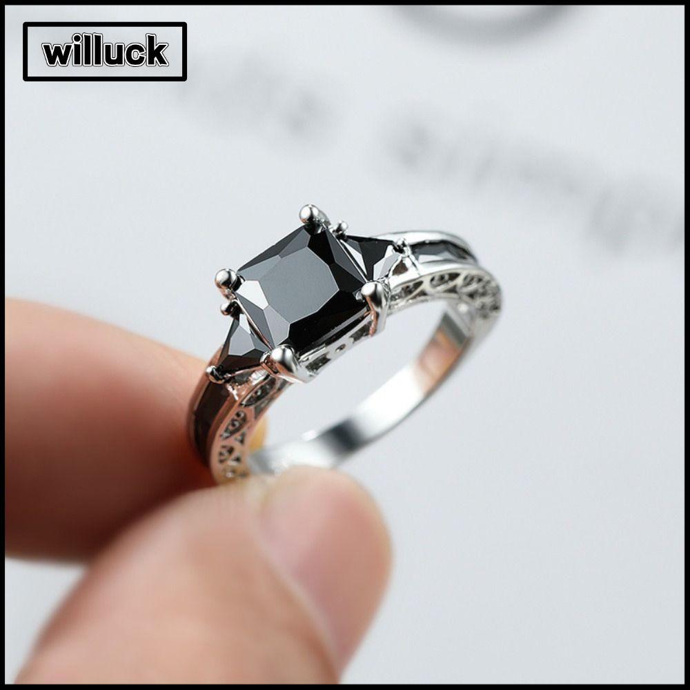 แหวนหมั้นพิเศษสำหรับงานแต่งงาน, พลอยหินและCubic ZirconiaVintage สีดำและสีแดง, เครื่องประดับหรูหรา
