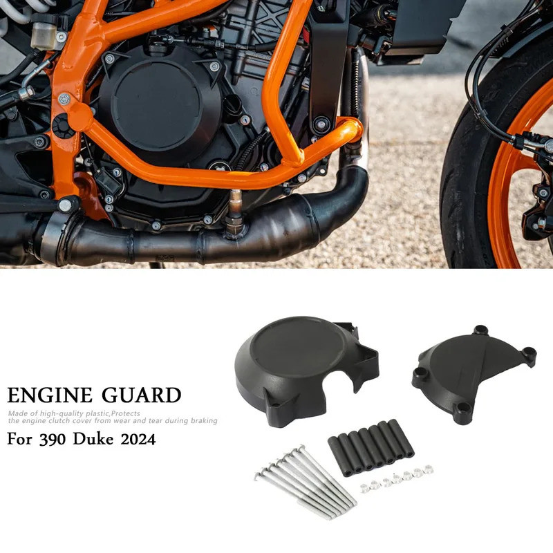 390 DUKE 390 DUKE 2024 อุปกรณ์เสริมรถจักรยานยนต์สีดําเครื่องยนต์ Guard Protector ด้านข้างชุดสําหรับ 