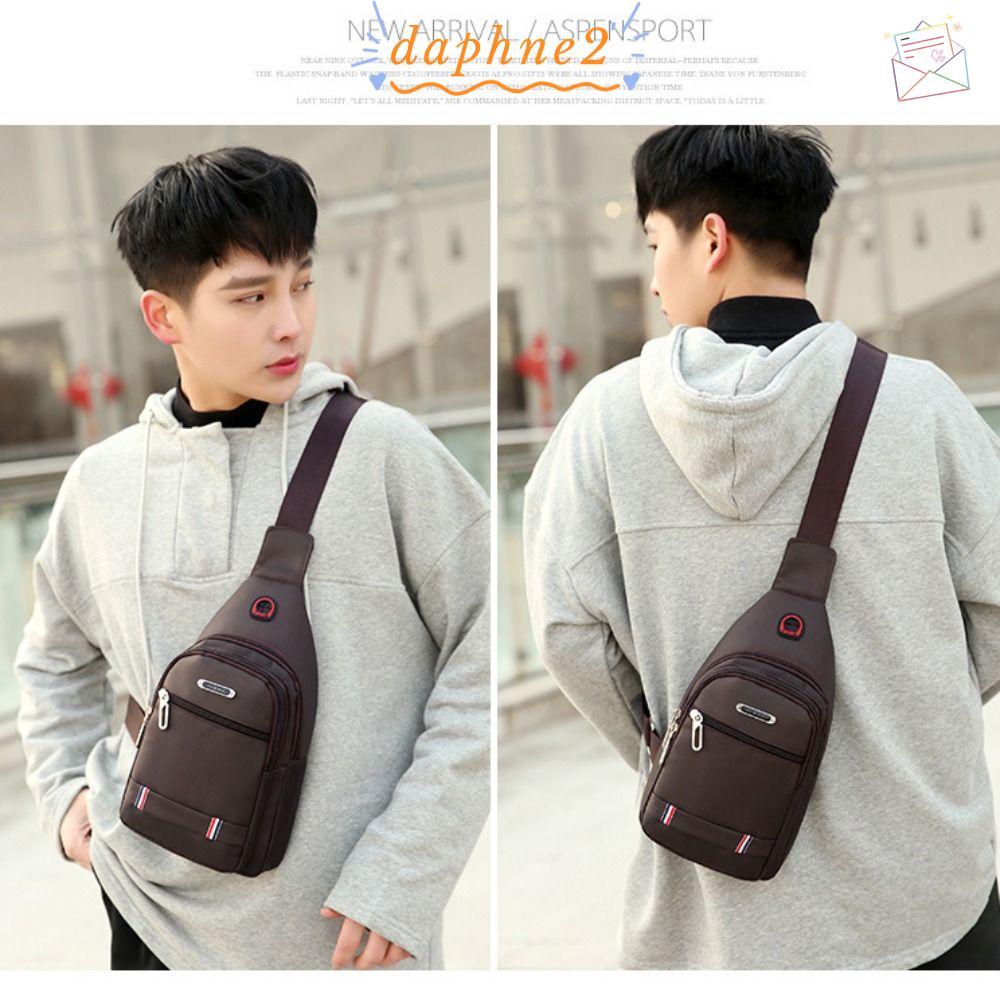 DAPHNES Men Messenger กระเป๋า,สี่เหลี่ยมผืนผ้าสีดําสีฟ้าสีเทาสีน้ําตาลผู้ชายกระเป๋าสะพายข้าง,ผ้าลําล