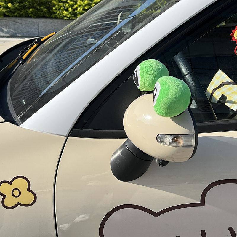 Car Personality Creativity Car Rearview Mirror Cute Stereo Frog Eyes Decorative Sticker Car Interior