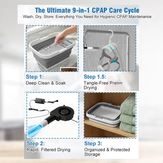 พัดลมเป่าท่อ CPAP พร้อมชุดทําความสะอาด CPAP สําหรับท่อ 22 มม. ช่วยให้ท่อแห้งเร็ว