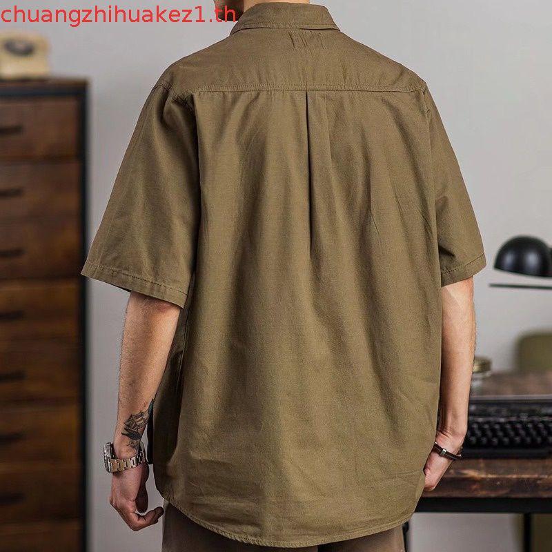 MNO.9 Shirt 617 เสื้อเชิ้ตผู้ชาย เสื้อคลุมแขนสั้น เสื้อเชิ้ตคอปกใช้งานได้จริง เสื้อเชิ้ตคอปก ลำลอง ว
