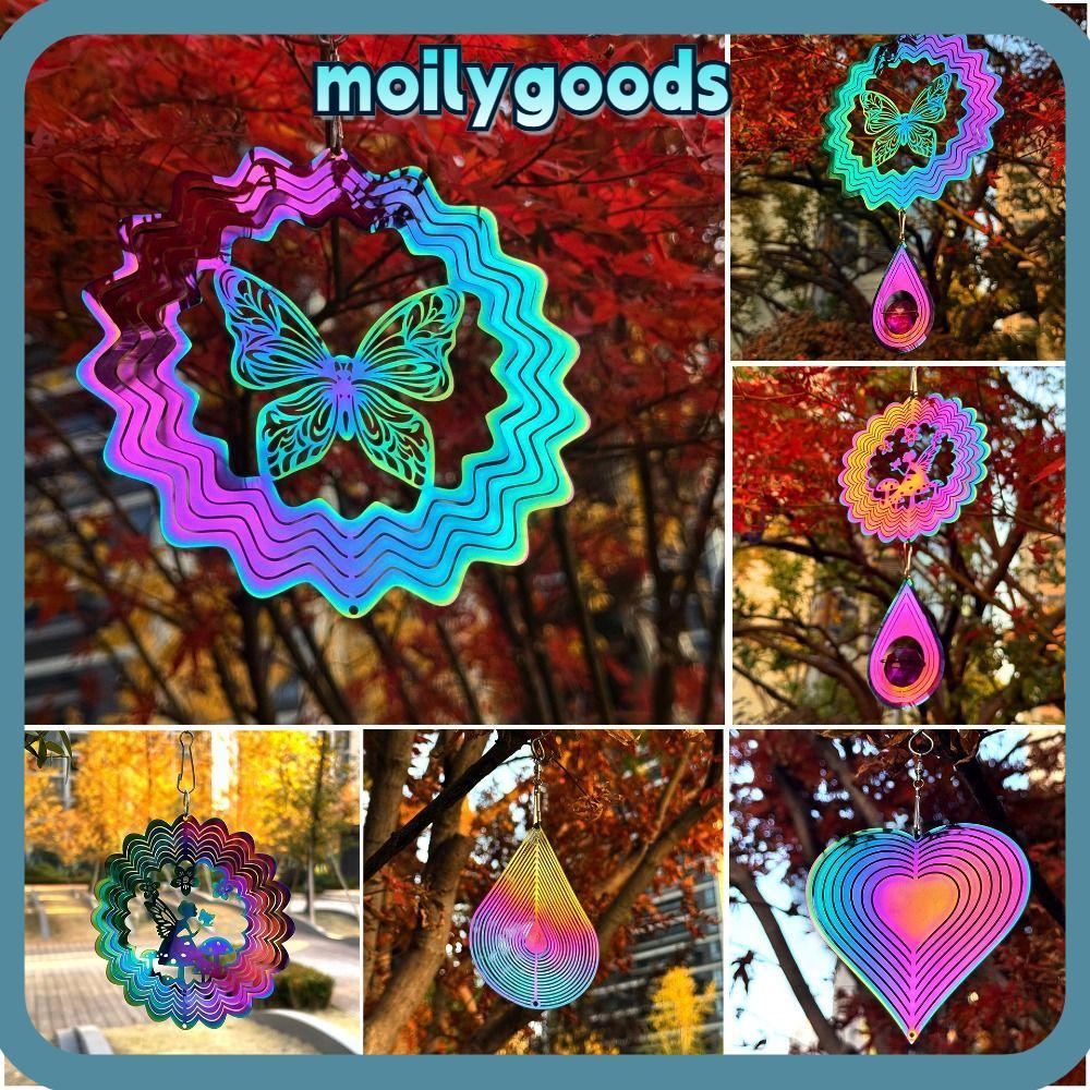 MOILYHD Catcher แขวนตกแต่ง, สแตนเลสไหล WIND Spinner, คุณภาพสูง 10 รูปแบบ 10 ซม.กระจก Wind Chimes ประติมากรรมกลางแจ้งระเบียงสวนตกแต่งผนัง
